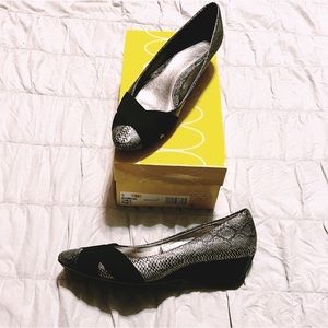 Circa Joan & David Cjmilia Leather Snake Pumps Wedges Shoes Sz 9M